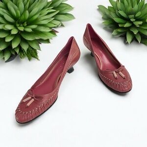 Antonio Melani Shoes Margherit 001 Dusty Rose Pink Leather With Bow Low Heels 9M